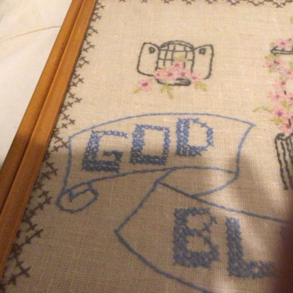Vintage Finished Cross Stitch Framed Sampler God Bless Our Home - Picture 5 of 6